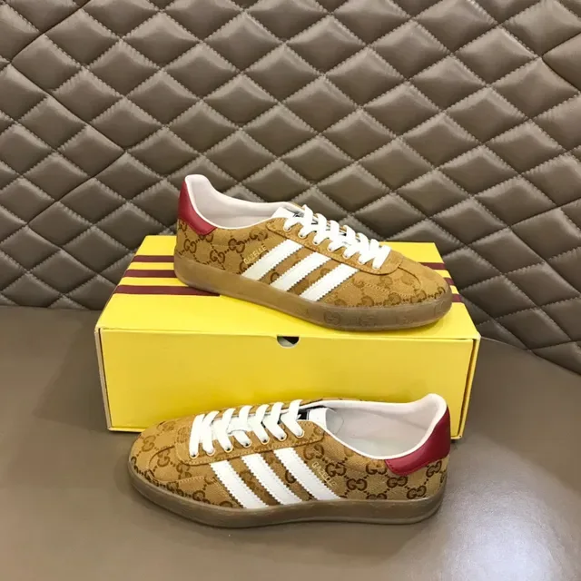 Gucci Beige Red GG Monogram Canvas Three White Stripes Lifestyle Sneakers 7