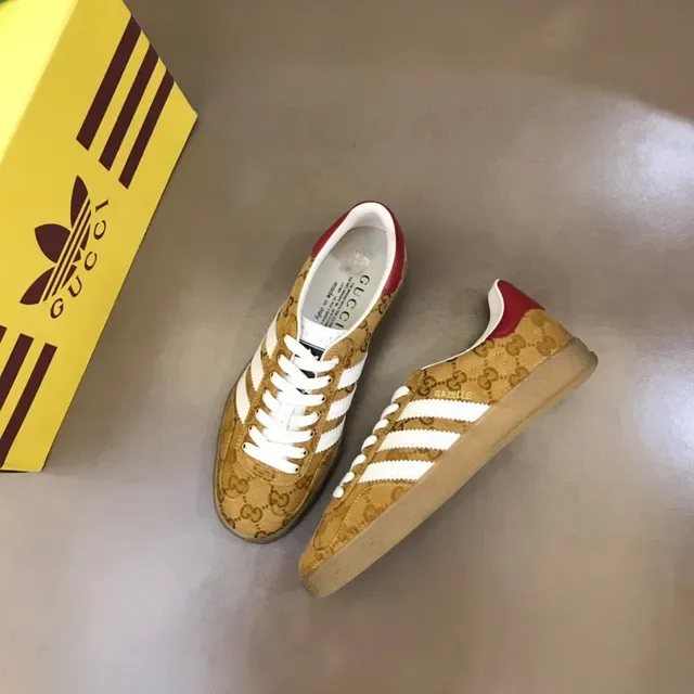Gucci Beige Red GG Monogram Canvas Three White Stripes Lifestyle Sneakers 8