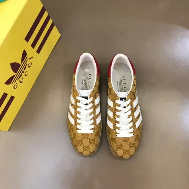 Gucci Beige Red GG Monogram Canvas Three White Stripes Lifestyle Sneakers 9