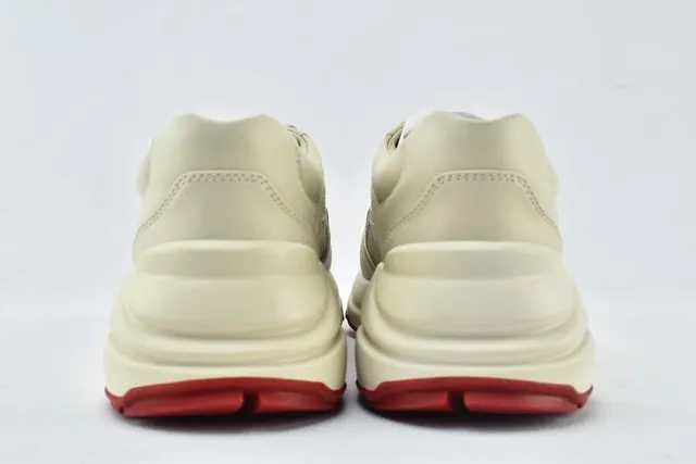 Gucci Beige Red Sole Leather Upper Chunky Sneakers 2