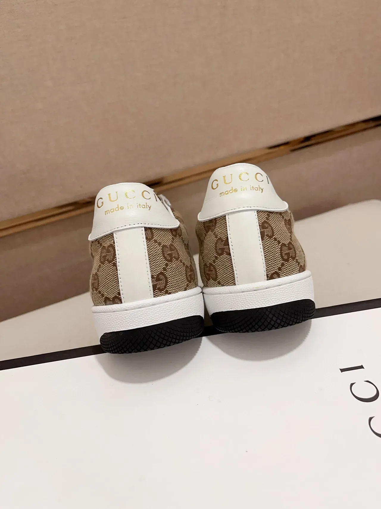 Gucci Beige White GG Monogram Canvas Web Stripe Accent Lifestyle Sneakers 8