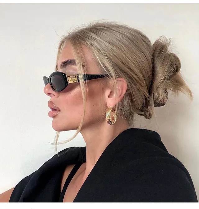 Gucci Black Gold Rectangular Narrow Frame Acetate Front Sunglasses 8