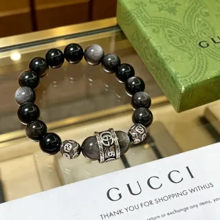 Gucci سوار أسود رمادي خرز معدني ساحر