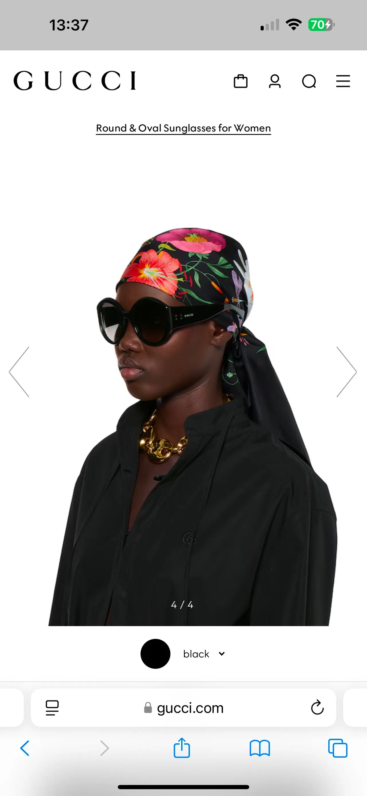Gucci Black Gray Oversized Round Frame Glossy Acetate Sunglasses 4