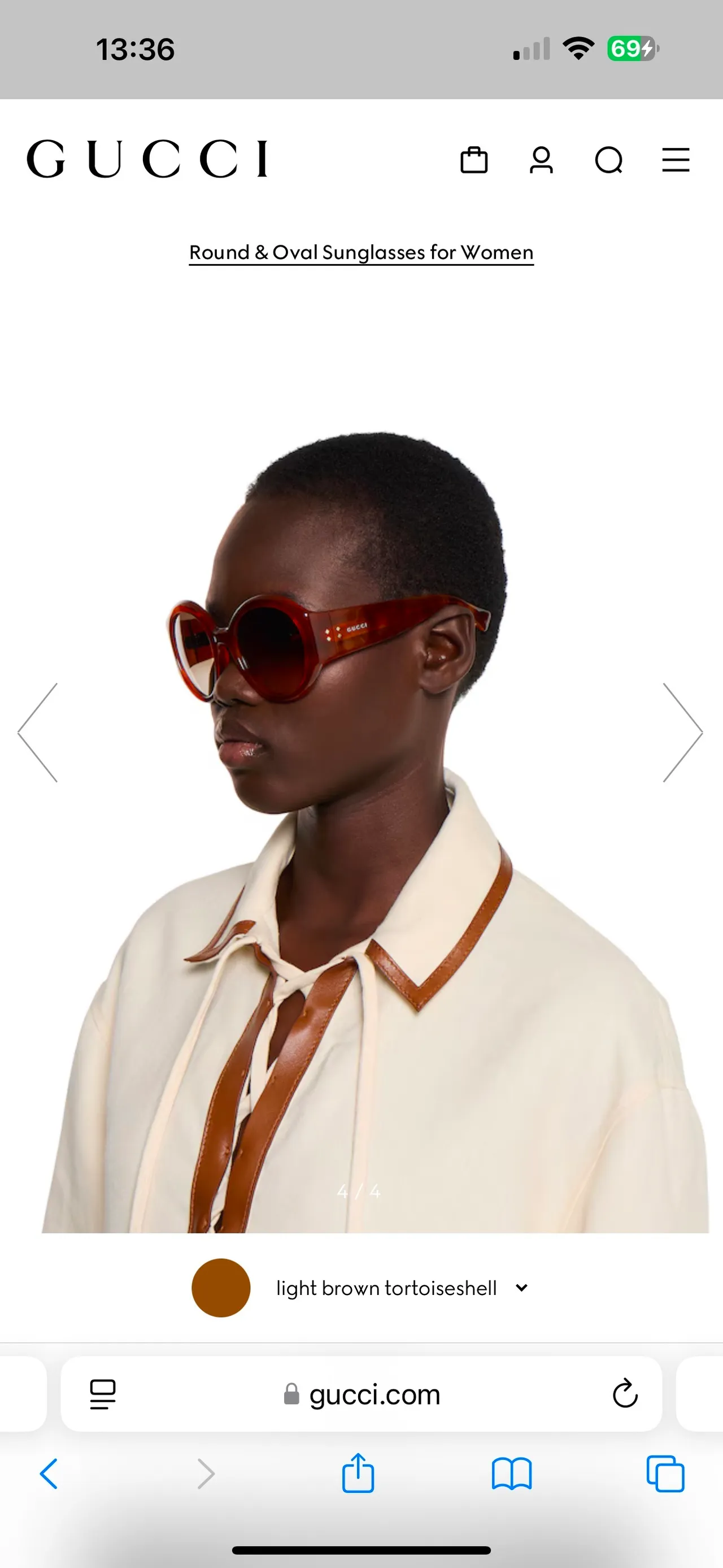 Gucci Black Gray Oversized Round Frame Glossy Acetate Sunglasses 5