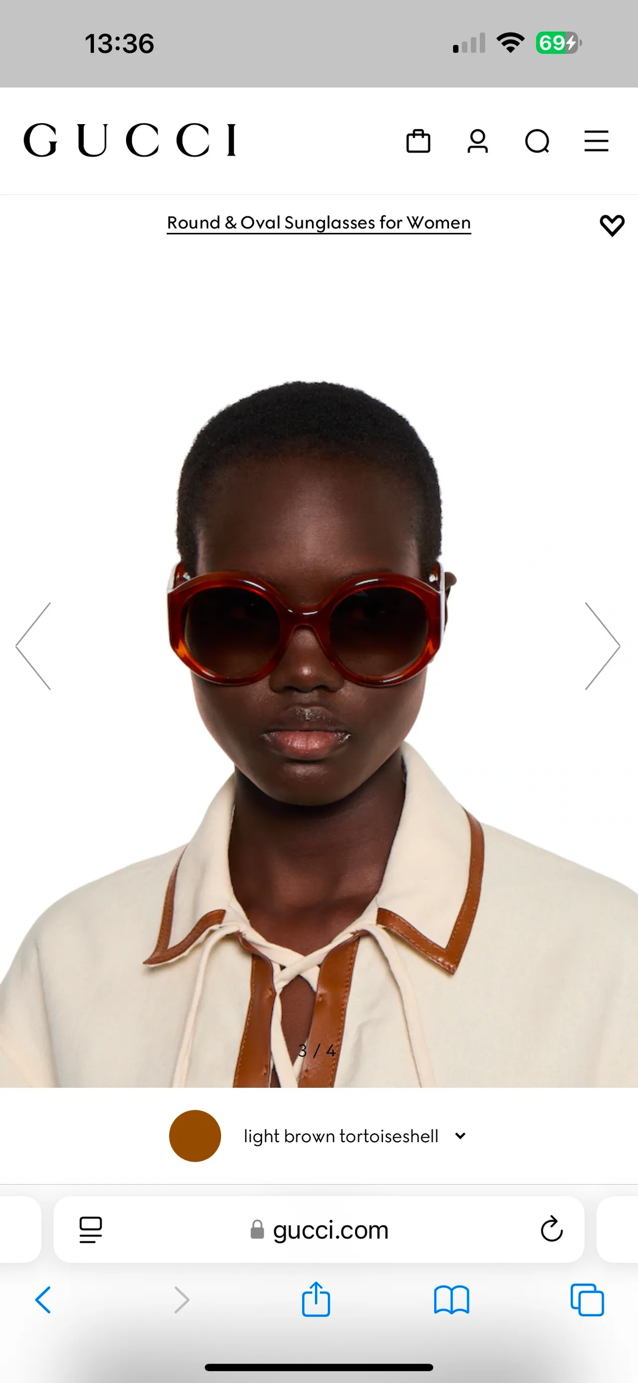 Gucci Black Gray Oversized Round Frame Glossy Acetate Sunglasses 6
