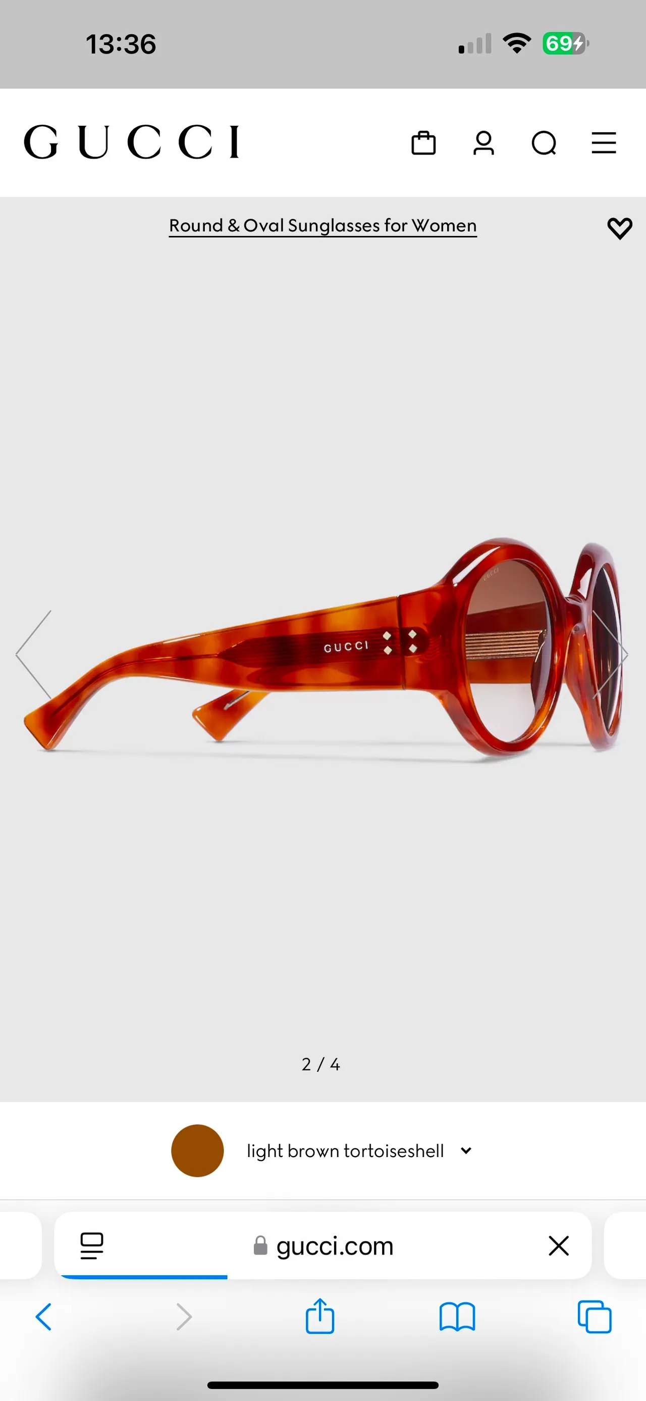 Gucci Black Gray Oversized Round Frame Glossy Acetate Sunglasses 9
