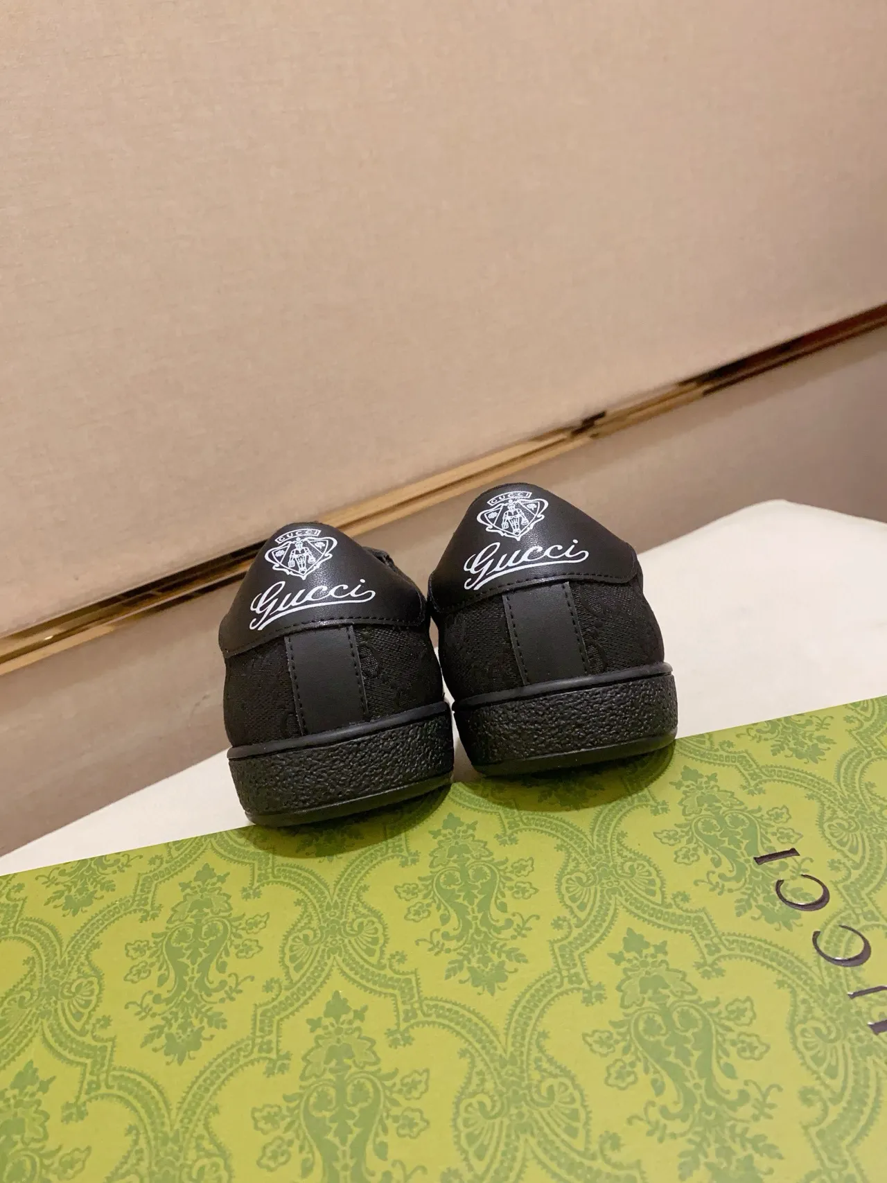 Gucci Black Monogrammed Textile Upper Smooth Leather Toe Cap Lifestyle Sneakers 3