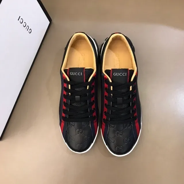 Gucci Black Red Perforated Leather Upper Web Stripe Detail Lifestyle Sneakers 9