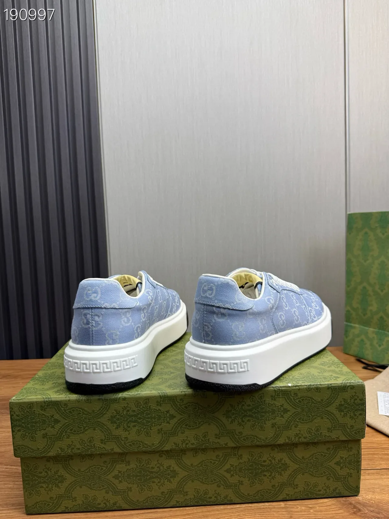 Gucci Blue White Monogrammed Canvas Platform Sole Lifestyle Sneakers 2