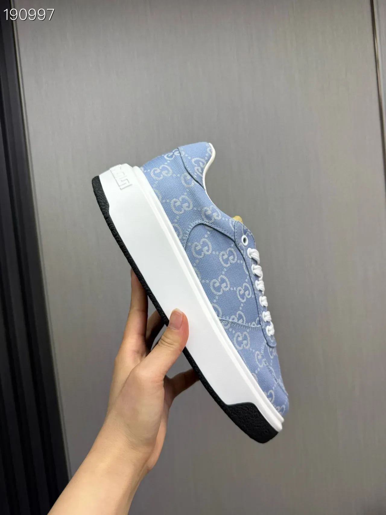 Gucci Blue White Monogrammed Canvas Platform Sole Lifestyle Sneakers 4