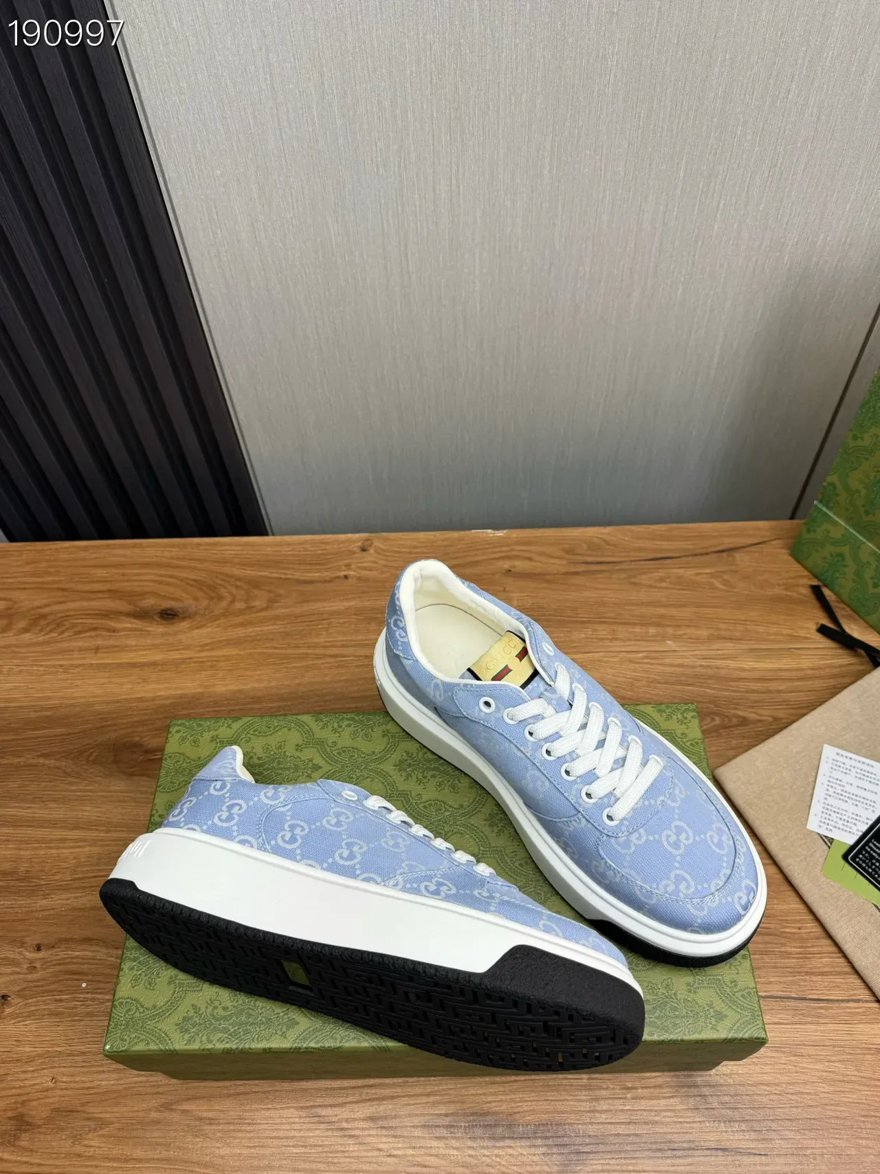 Gucci Blue White Monogrammed Canvas Platform Sole Lifestyle Sneakers 7