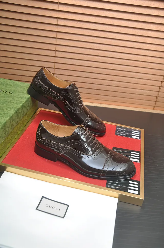 Gucci Marrón Cuero Patentado Cap-Toe Wingtip Brogues 4
