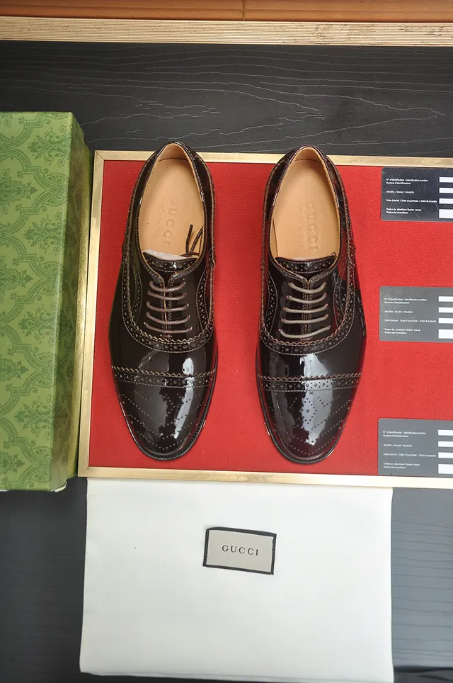 Gucci Marrón Cuero Patentado Cap-Toe Wingtip Brogues 5