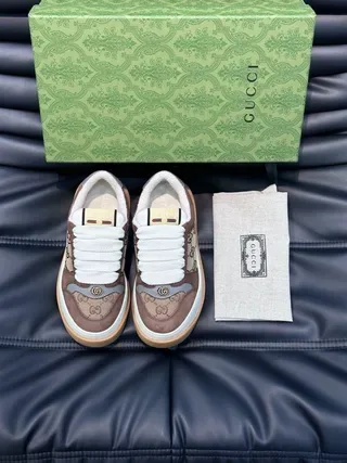 Gucci Brown White GG Monogram Canvas Interlocking G Logo Lifestyle Sneakers 6