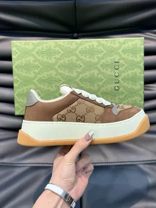 Gucci Brown White GG Monogram Canvas Interlocking G Logo Lifestyle Sneakers 7
