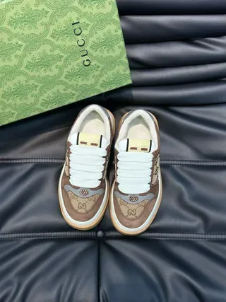 Gucci Brown White GG Monogram Canvas Interlocking G Logo Lifestyle Sneakers 9