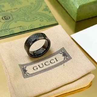 Gucci Carbon-Texture Wide Band Black Ring