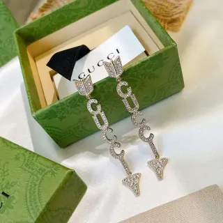 Gucci Crystal Letter Arrow Drop Earrings