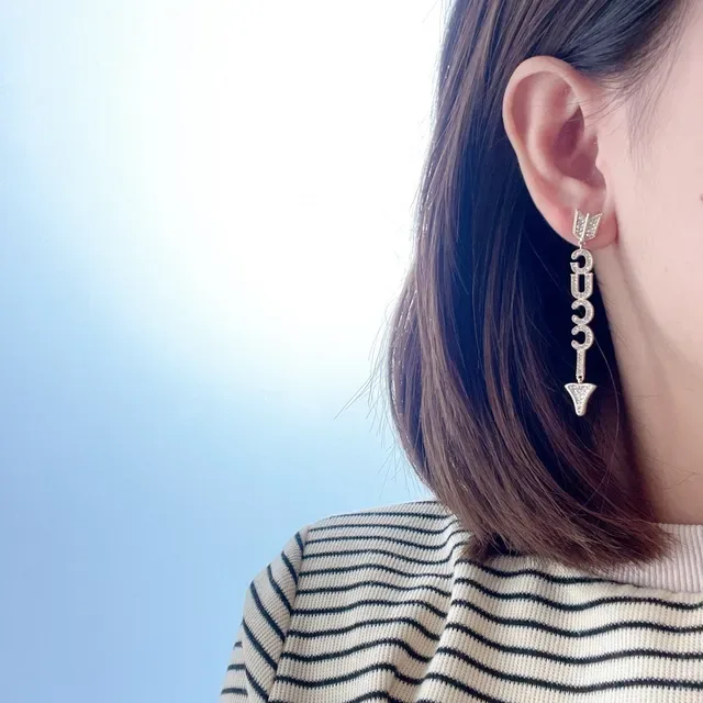 Gucci Crystal Letter Arrow Drop Earrings 4