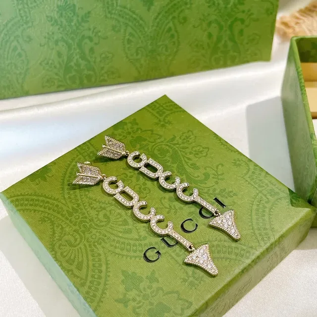 Gucci Crystal Letter Arrow Drop Earrings 5