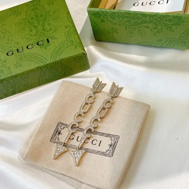 Gucci Crystal Letter Arrow Drop Earrings 7