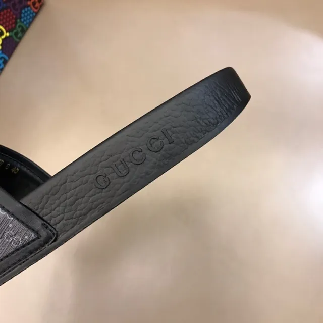 Gucci Disney Collaboration Slide Black Multicolor Monogram-Print Strap Mickey Mouse Motif Slippers 6