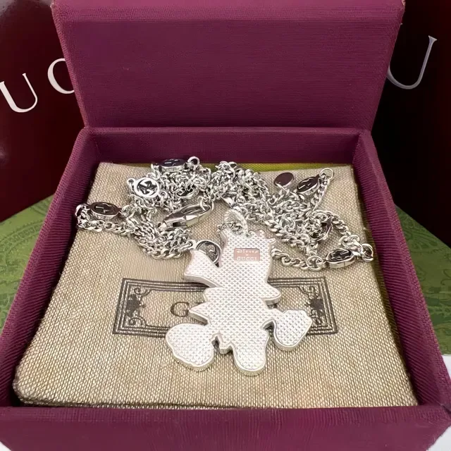 Gucci Disney Donald Duck Pendant Multicolor Silver Enamel Curb Chain Necklace 3