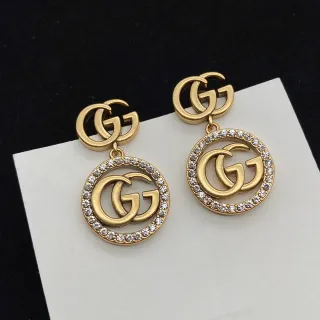 Gucci Double G Crystal Circle Drop Earrings