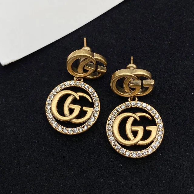 Gucci Double G Crystal Circle Drop Earrings 3