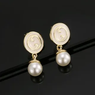 Gucci Double G Pearl Drop Earrings