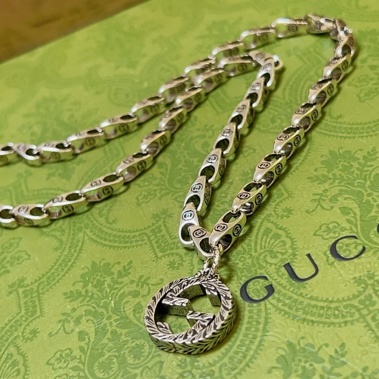 Gucci Double G Pendant Silver-Toned Chain Necklace 4