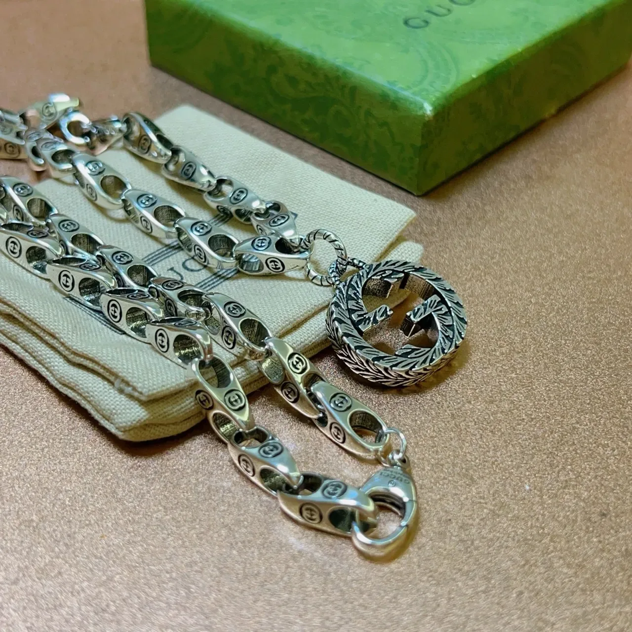 Gucci Double G Pendant Silver-Toned Chain Necklace 6