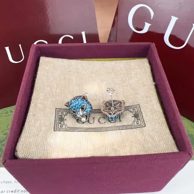 Gucci Fox-Head Pavé Crystal and Pearl Stud Earrings 6