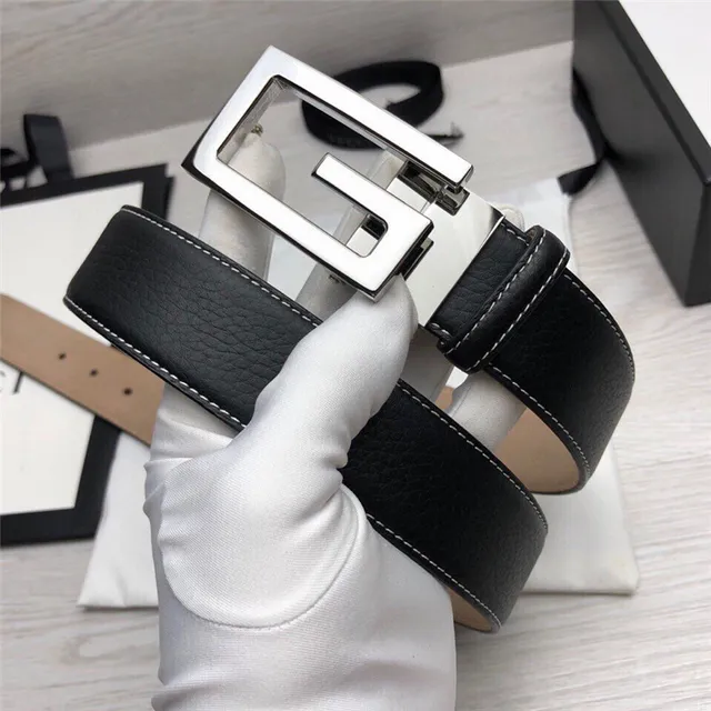 Ceinture Gucci G-Buckle Noire Dorée Texturée Contraste Couture Blanche Cuir 4