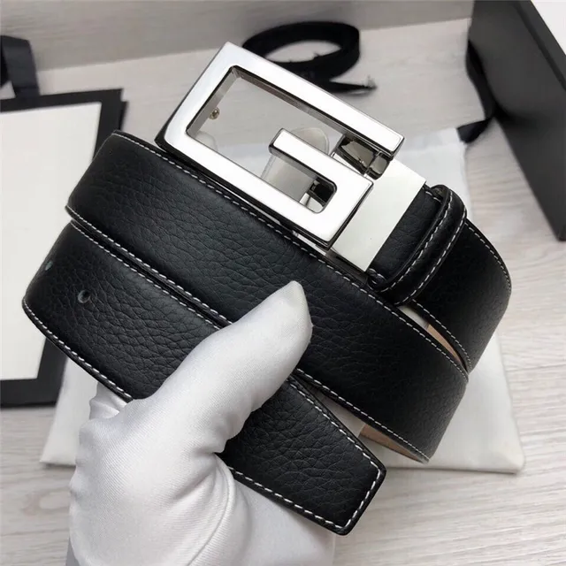 Ceinture Gucci G-Buckle Noire Dorée Texturée Contraste Couture Blanche Cuir 6