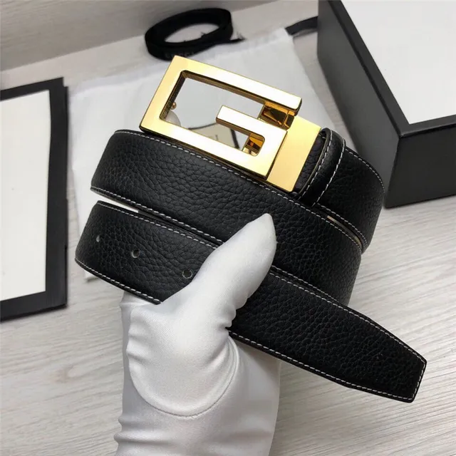 Ceinture Gucci G-Buckle Noire Dorée Texturée Contraste Couture Blanche Cuir 16