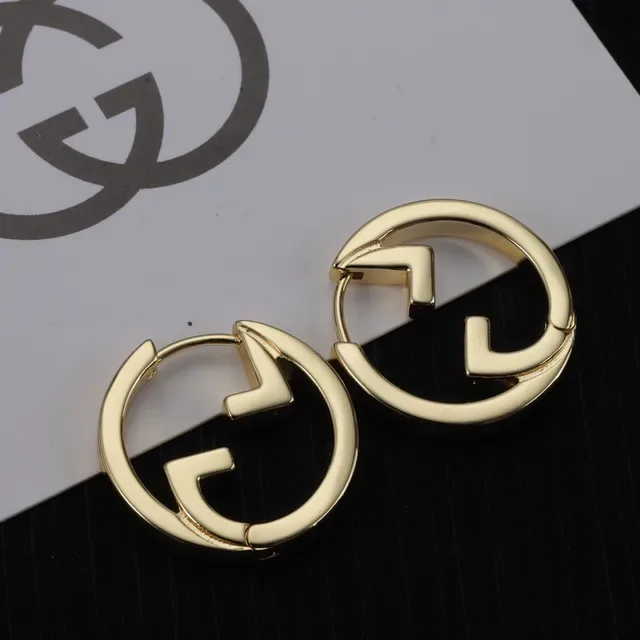 Gucci GG Hoop Gold Silver Interlocking G Logo Hinged Earrings 4