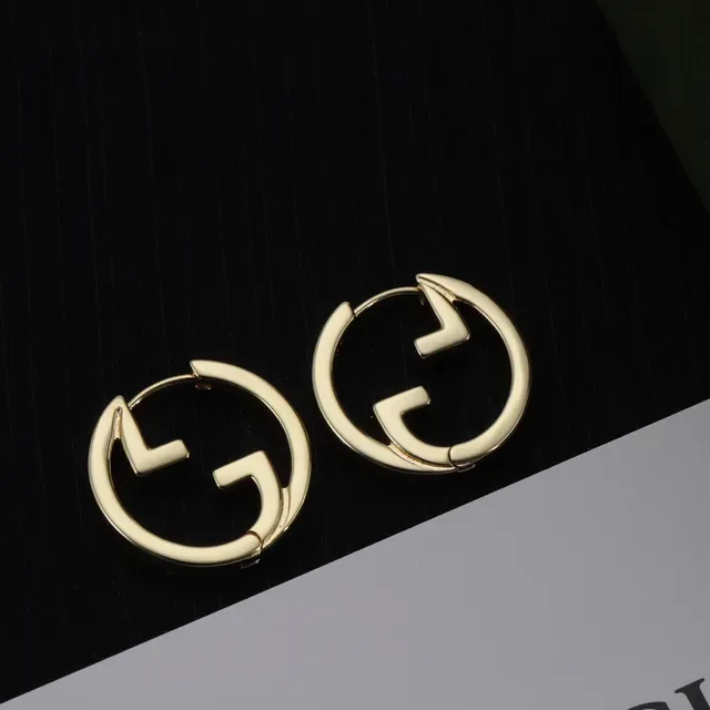 Gucci GG Hoop Gold Silver Interlocking G Logo Hinged Earrings 8