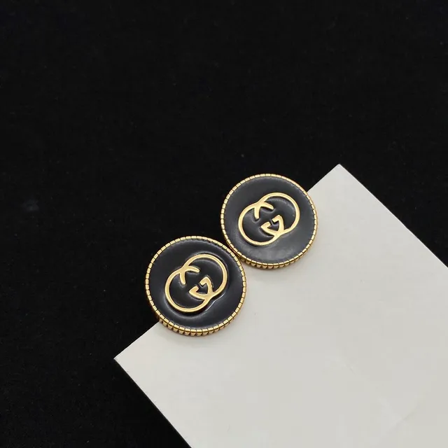 Gucci GG Marmont Black Gold Enamel Earrings 2