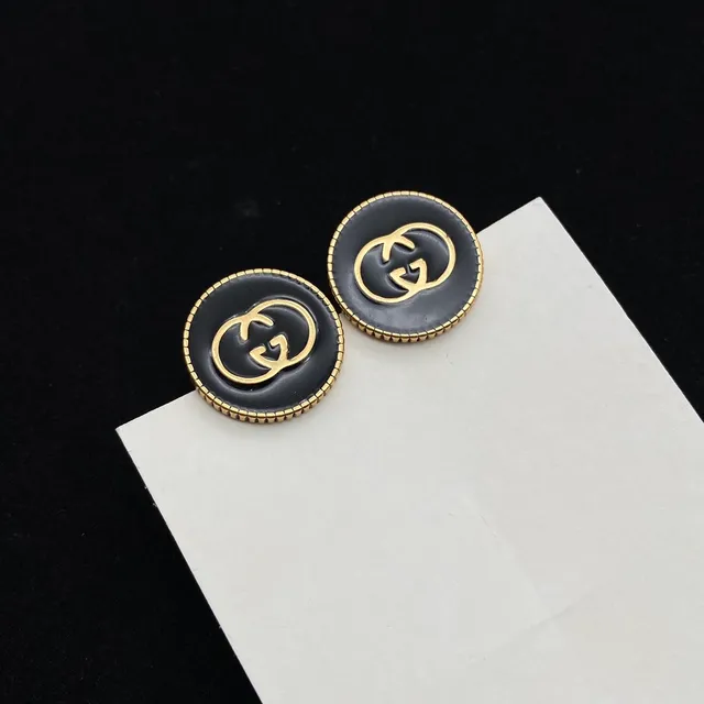 Gucci GG Marmont Black Gold Enamel Earrings 3