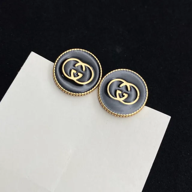 Gucci GG Marmont Black Gold Enamel Earrings 4