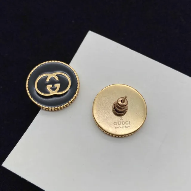 Gucci GG Marmont Black Gold Enamel Earrings 6