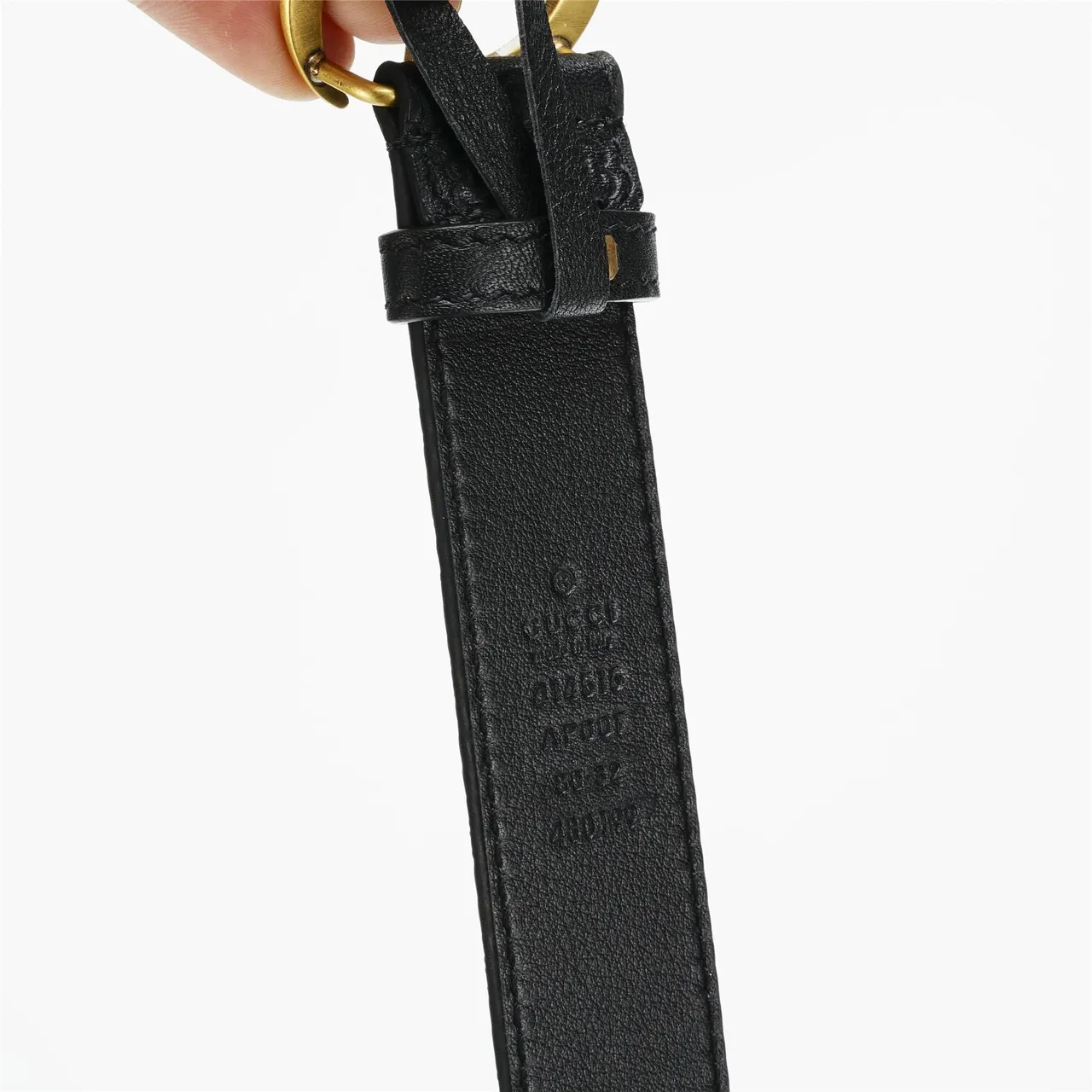 Gucci GG Marmont Black Gold Interlocking G Buckle Leather Belt 7