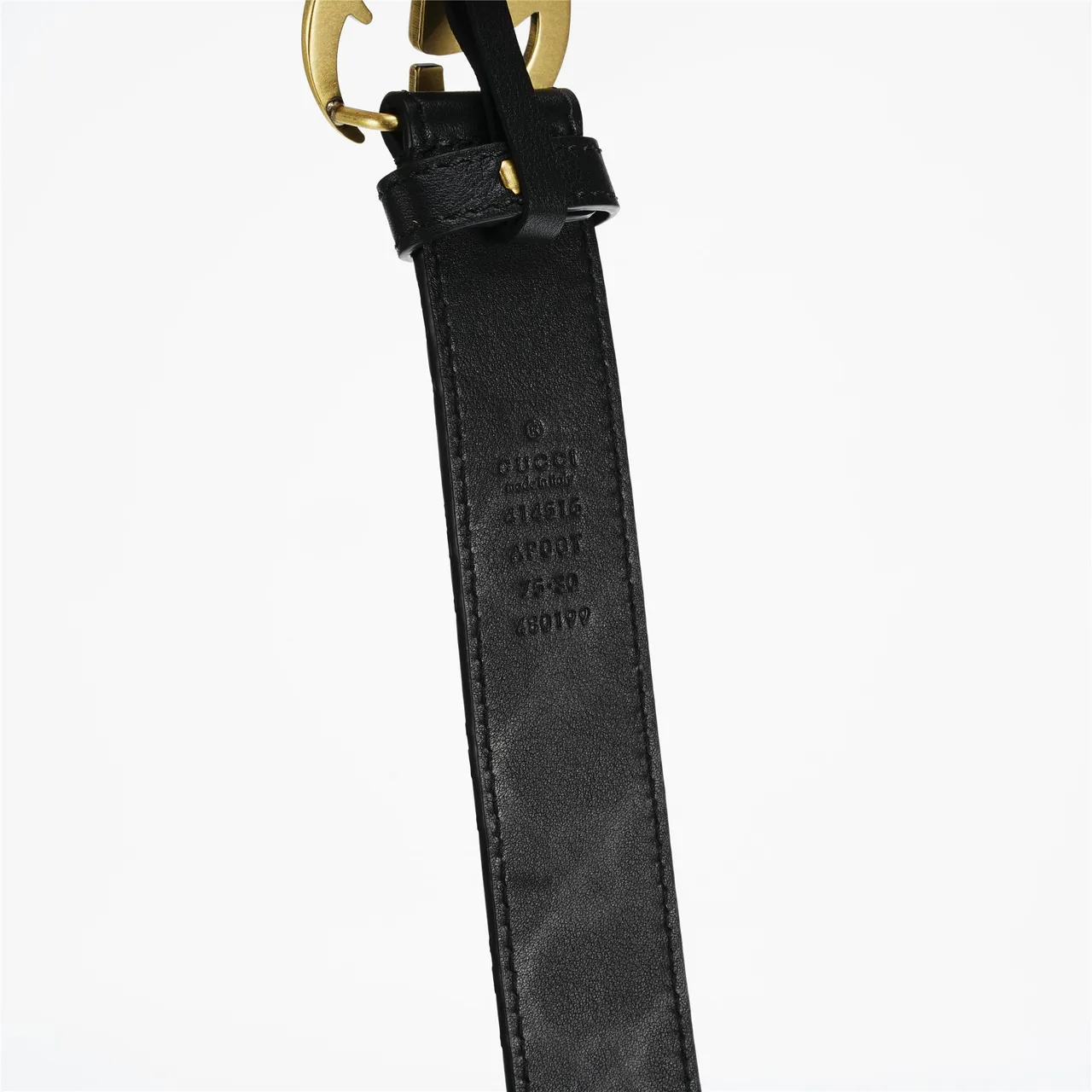 Gucci GG Marmont Black Gold Interlocking G Buckle Leather Belt 7