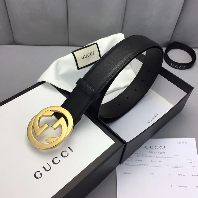 Gucci GG Marmont Black Gold Interlocking G Buckle Smooth Leather Belt 4
