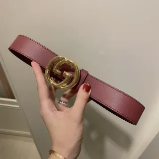 Gucci GG Marmont বার্গান্ডি চামড়ার বেল্ট