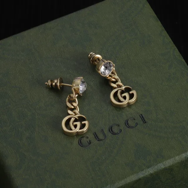 Gucci GG Marmont Chain Drop Pearl and Crystal Earrings 6