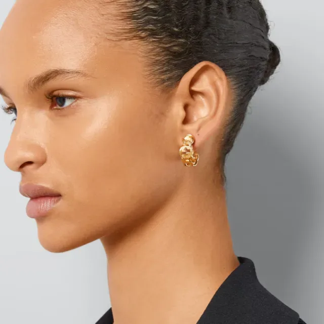 Gucci GG Marmont Chain-Link Gold-Tone Hoop Earrings 2