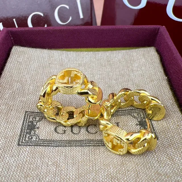 Gucci GG Marmont Chain-Link Gold-Tone Hoop Earrings 3